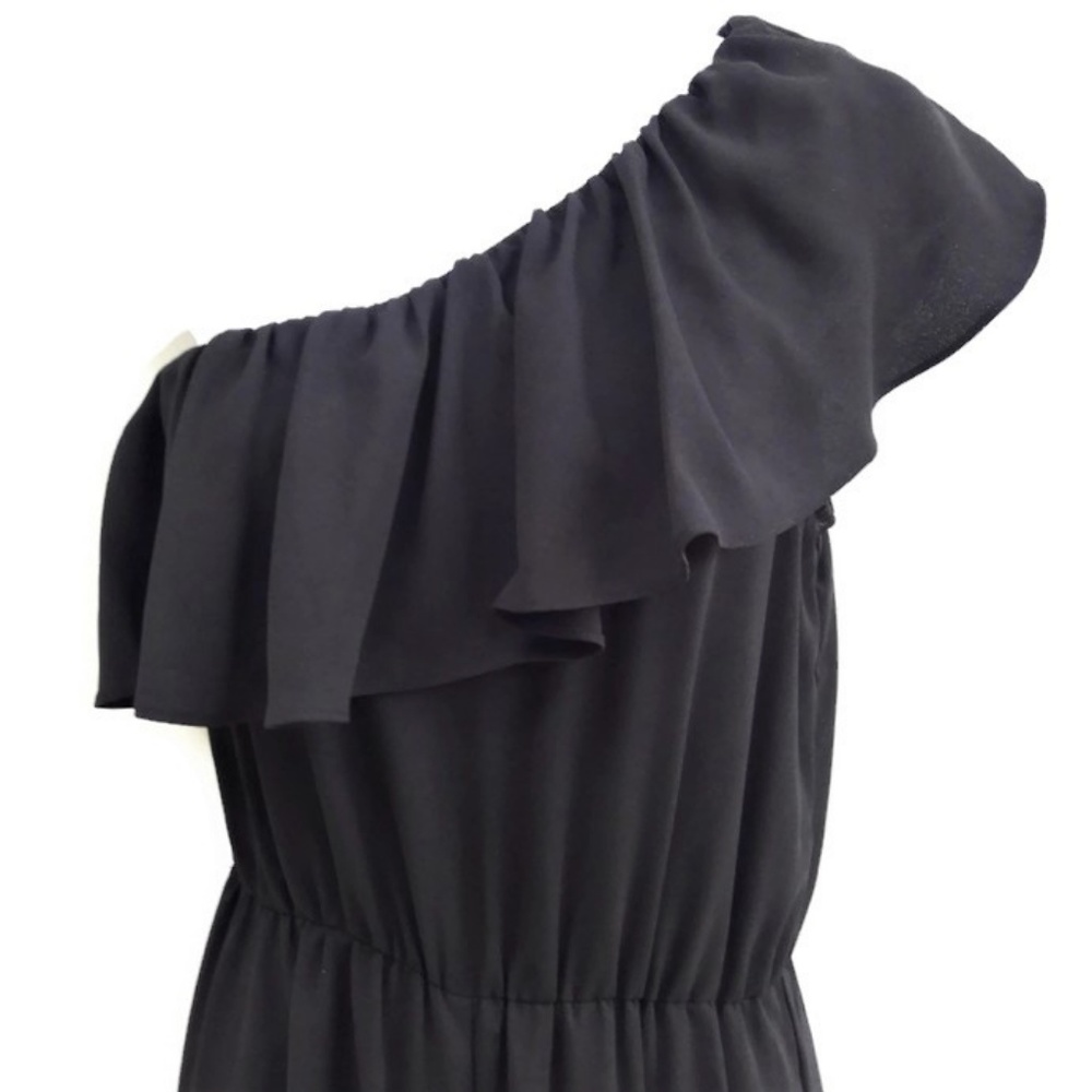 H M Jumpsuit Black One Shoulder Ruffled Neckline 2 - Picture 2 of 5